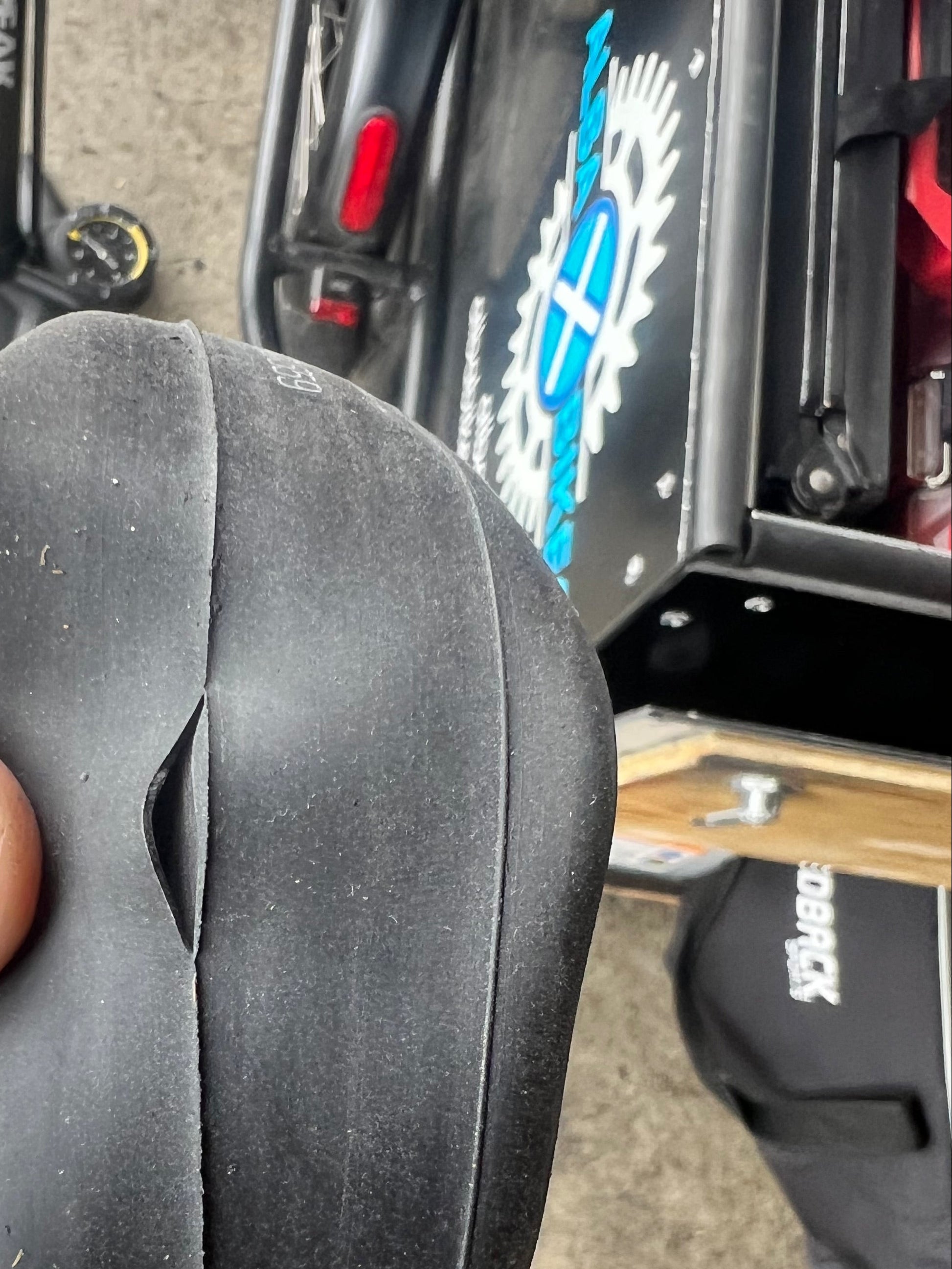 A punctured bicycle inner tube